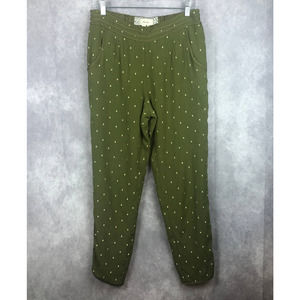 Anthropologie Elevenses Pants Womens‎ 6 Goldform Embroidered Pull On Satin Trim